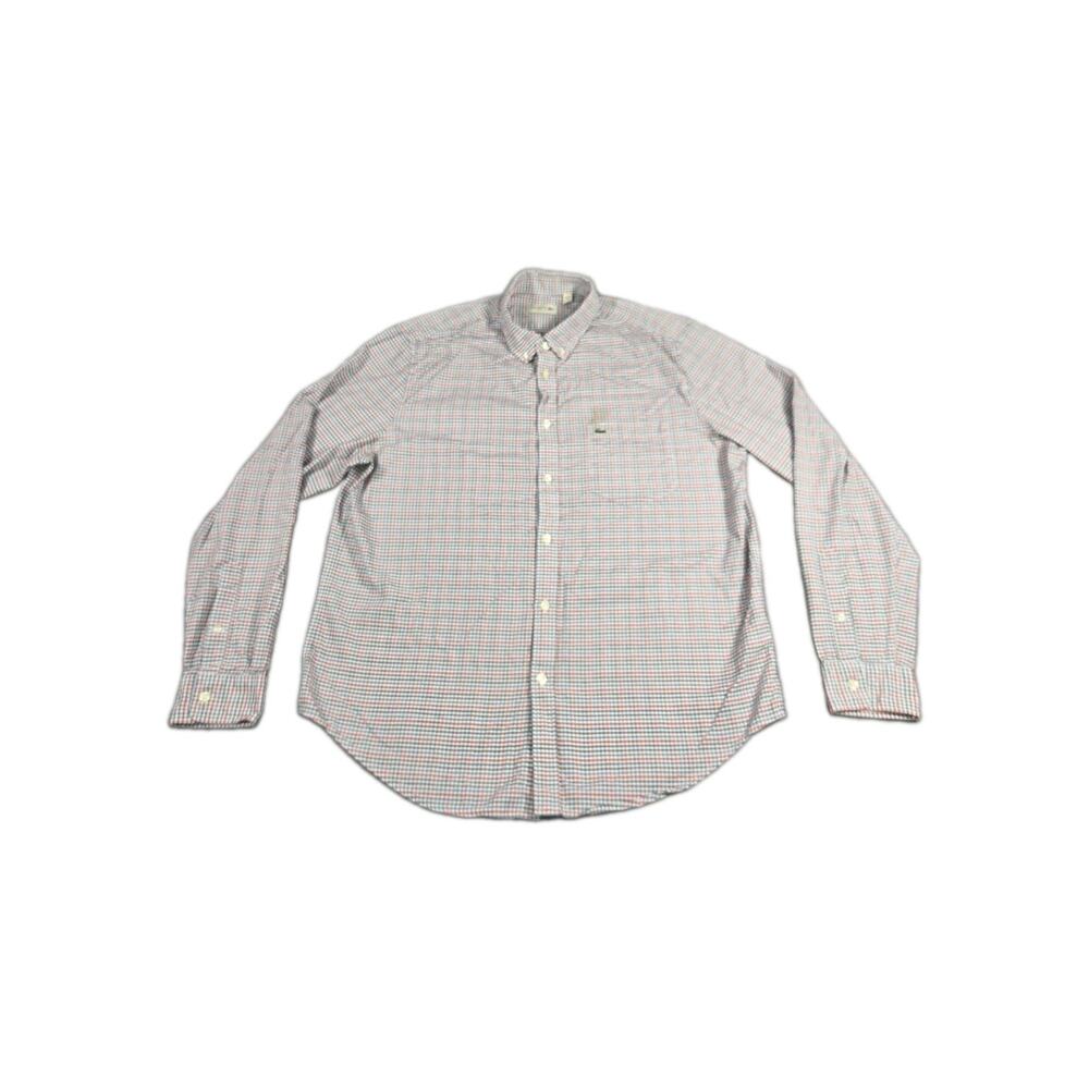 Lacoste Regular Fit Button Down Shirt Men Sz XL Multicolor Plaid Long Sleeve C7